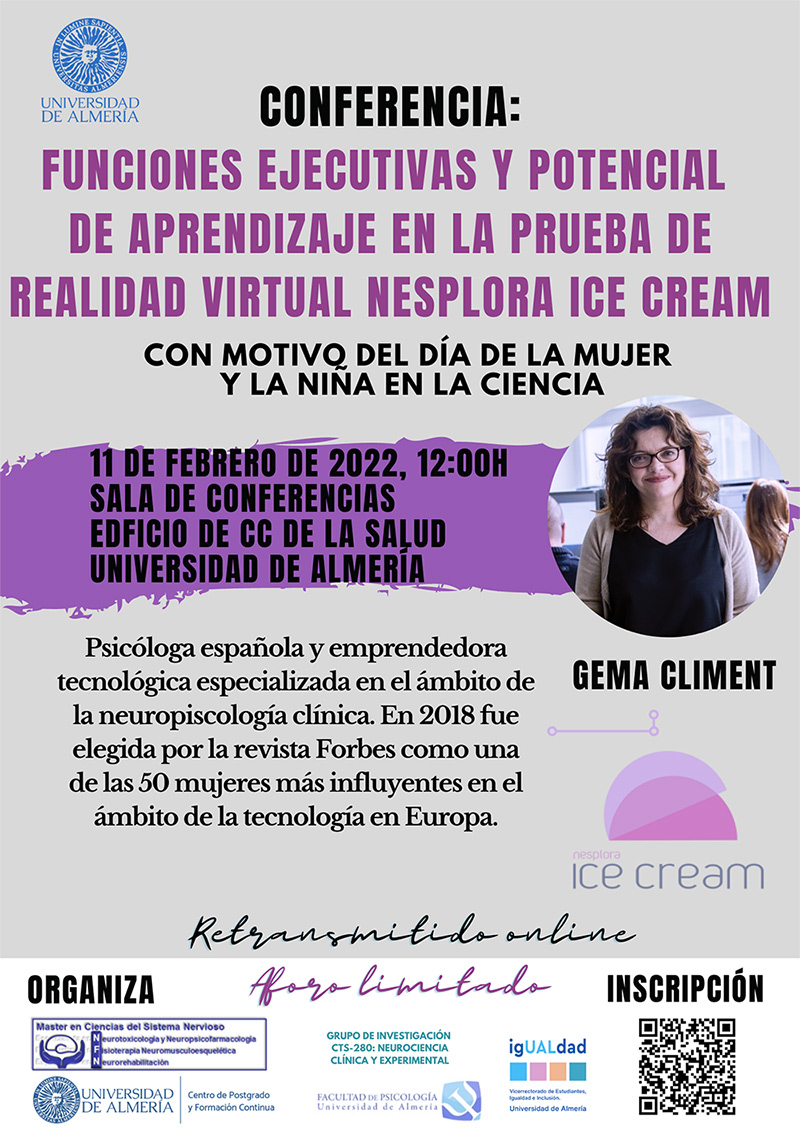 11F Conferencia "Funciones ejecutivas y potencial de aprendizaje en la prueba de realidad virtual Nesplora Ice Cream". Marta Macho-Stadler