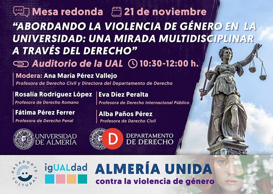 igUALdad: Cartel mesa redonda: Abordando la violencia de género en la universidad: una mirada multidisciplinar a través del Derecho