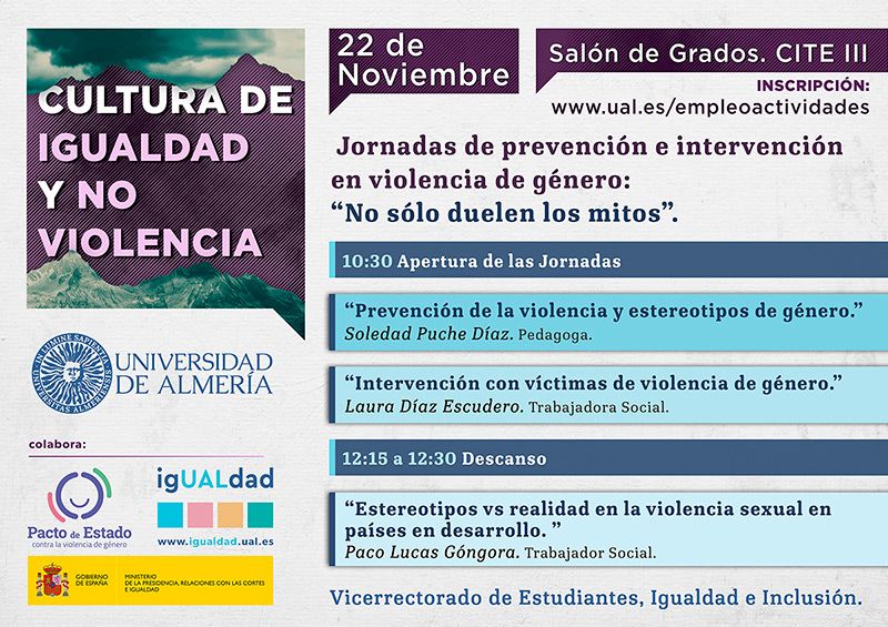 Cultura de igualdad y no violencia: Jornadas de prevención e intervención en violencia de género: "No sólo duelen los mitos"